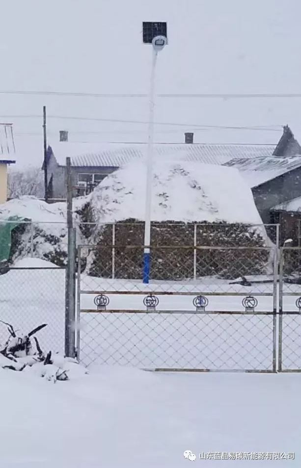 solar street light in snow